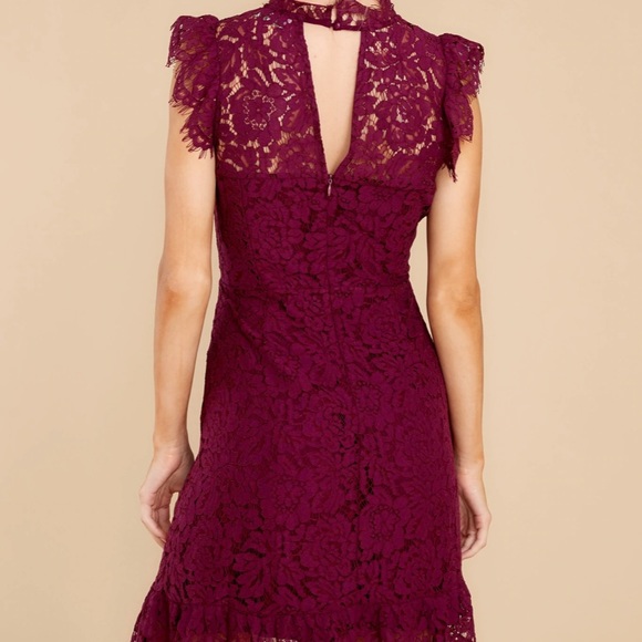 Wine Lace Sheath Dress - Picture 6 of 9